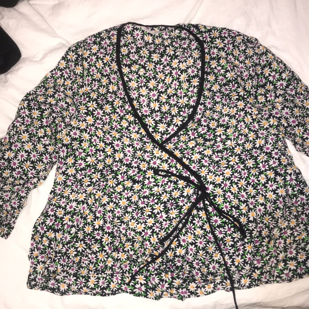 Zara flower wrap blouse